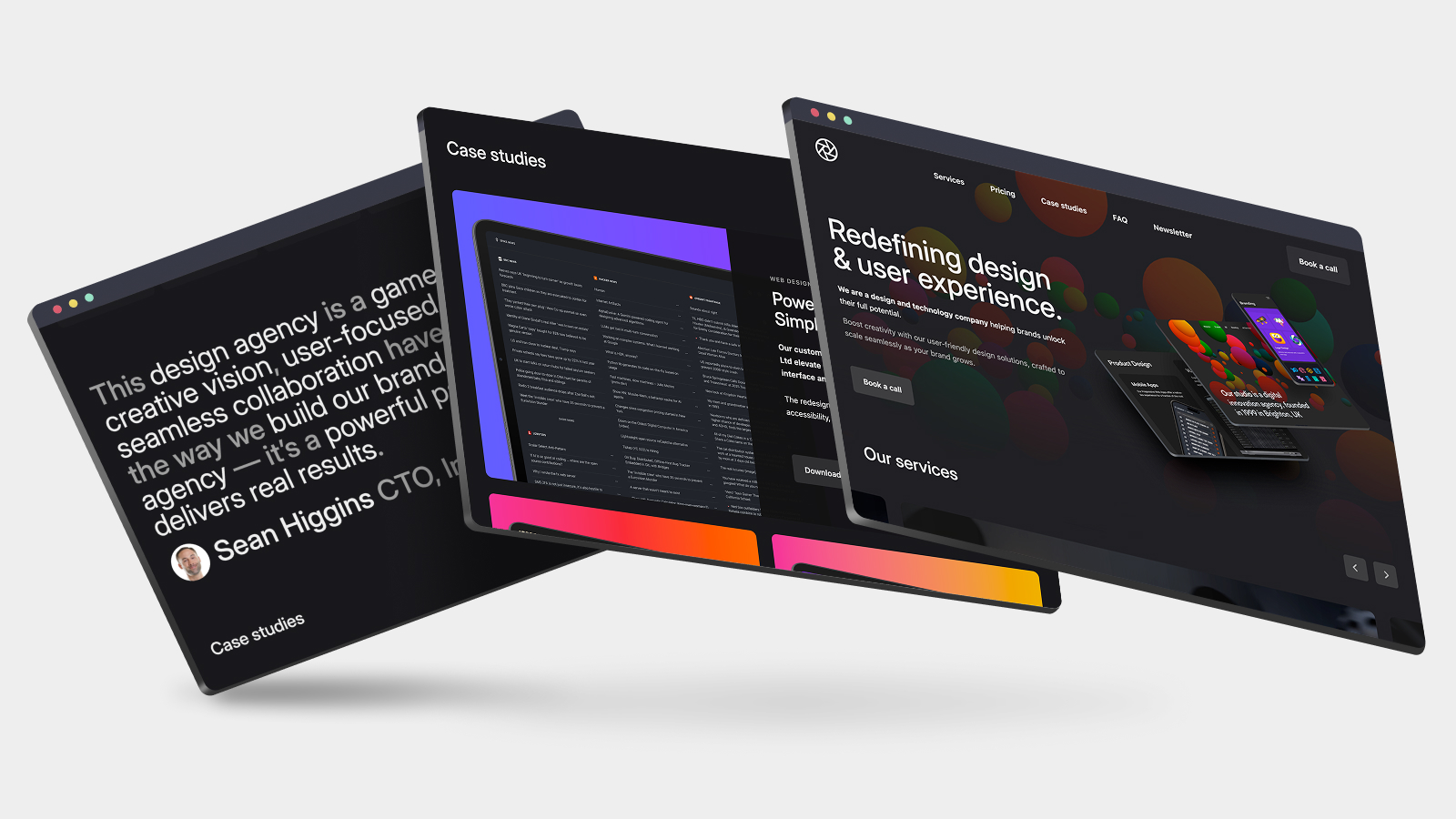 Preview of the theme showing a dark landing page