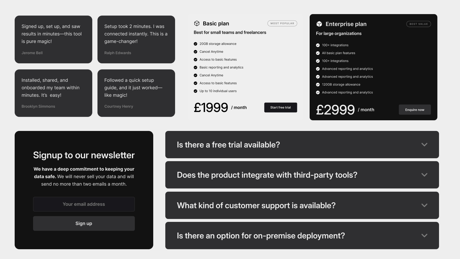 Preview of the theme showing a dark components