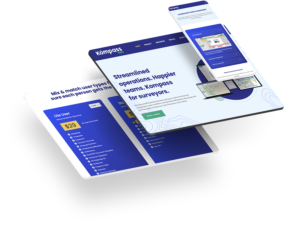 Screenshot of the home and pricing pages